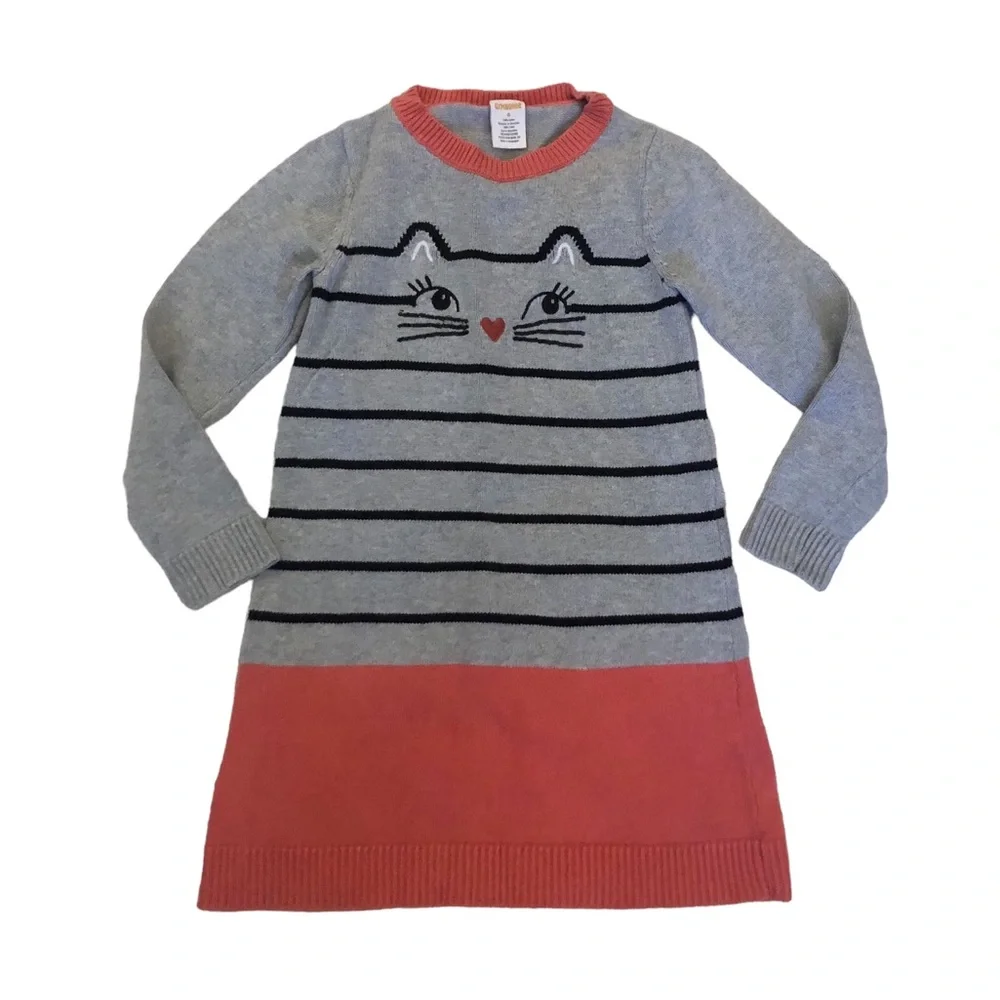 Gymboree Gray Striped Kitty Dress size 6